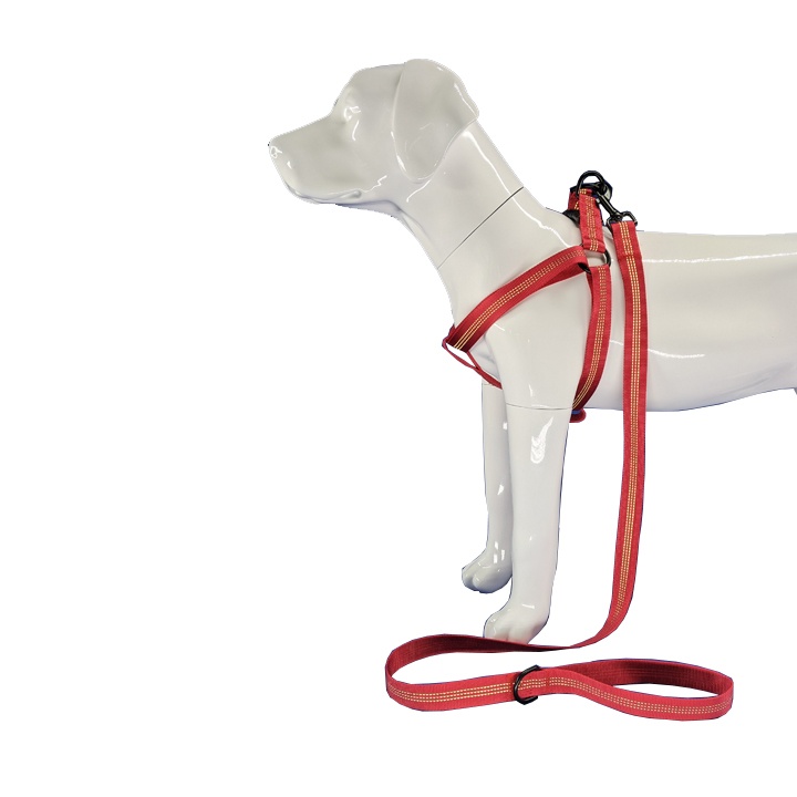 Durable red reflective dog harness