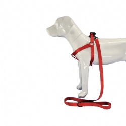 Nylon red step in dog harness