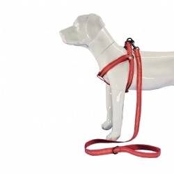 Durable red reflective dog harness